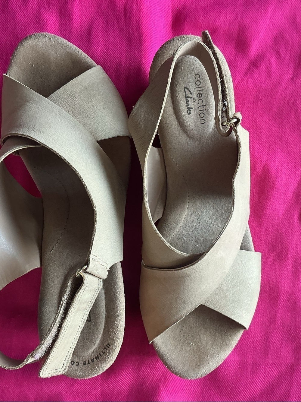 Clarks Beige Cork Wedge Sandal - Picture 8 of 10